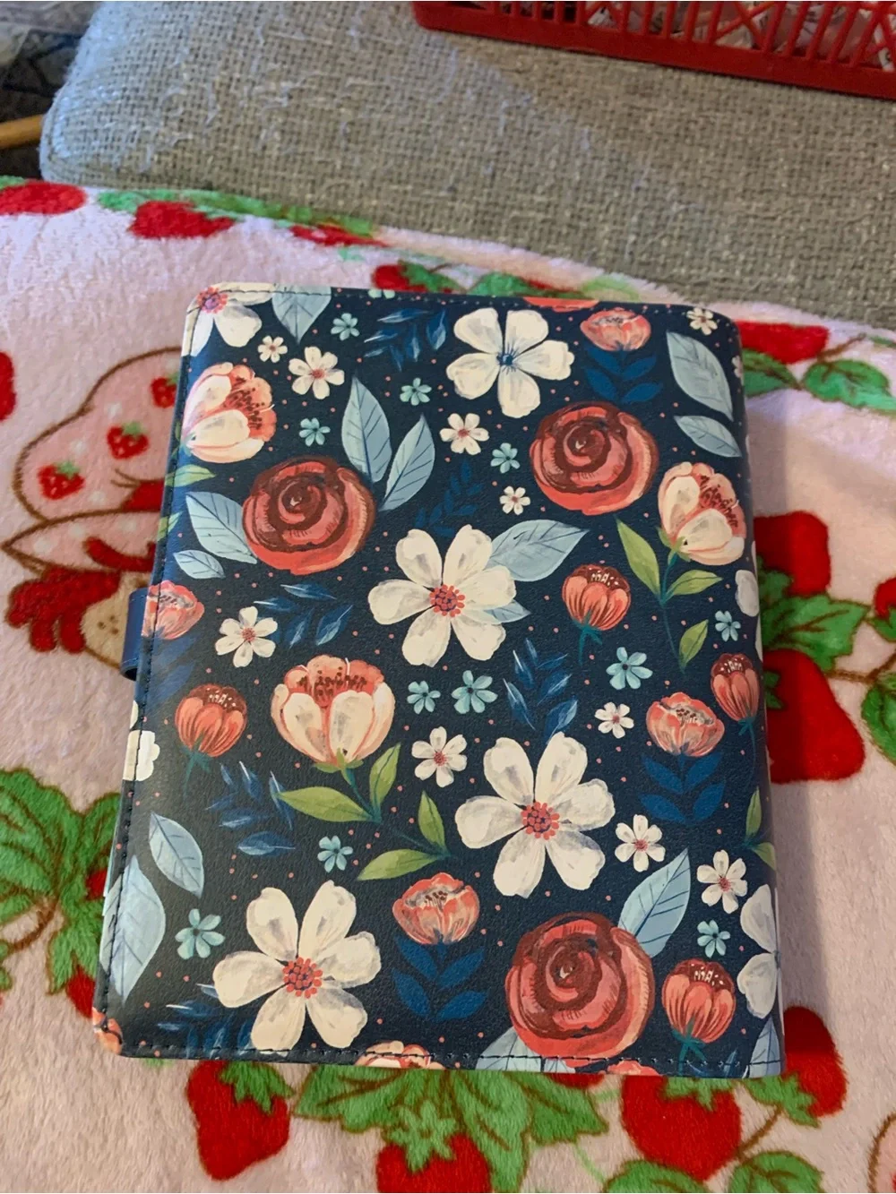 Floral Navy Journal planner with Rose and White Bloom Print